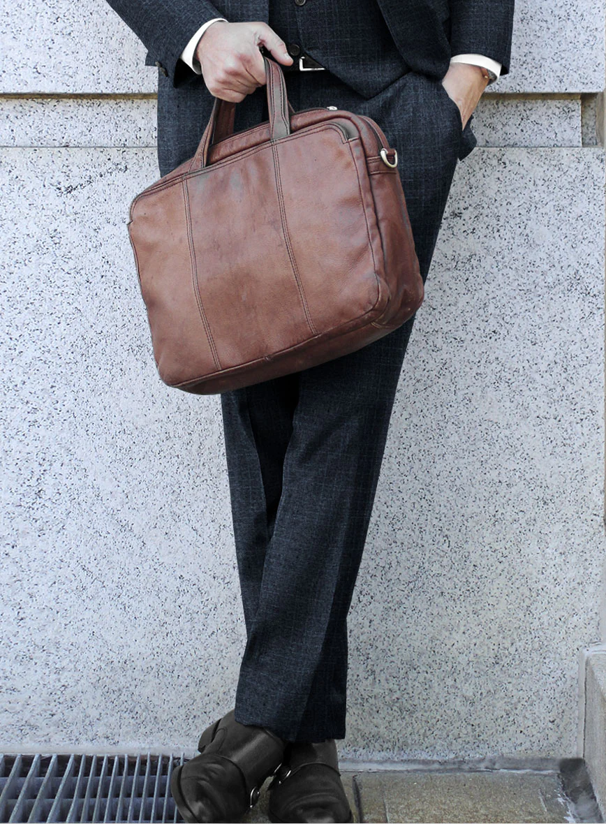 London Loom Dark Blue Eufemia Wool Silk Linen Suit - Image 7