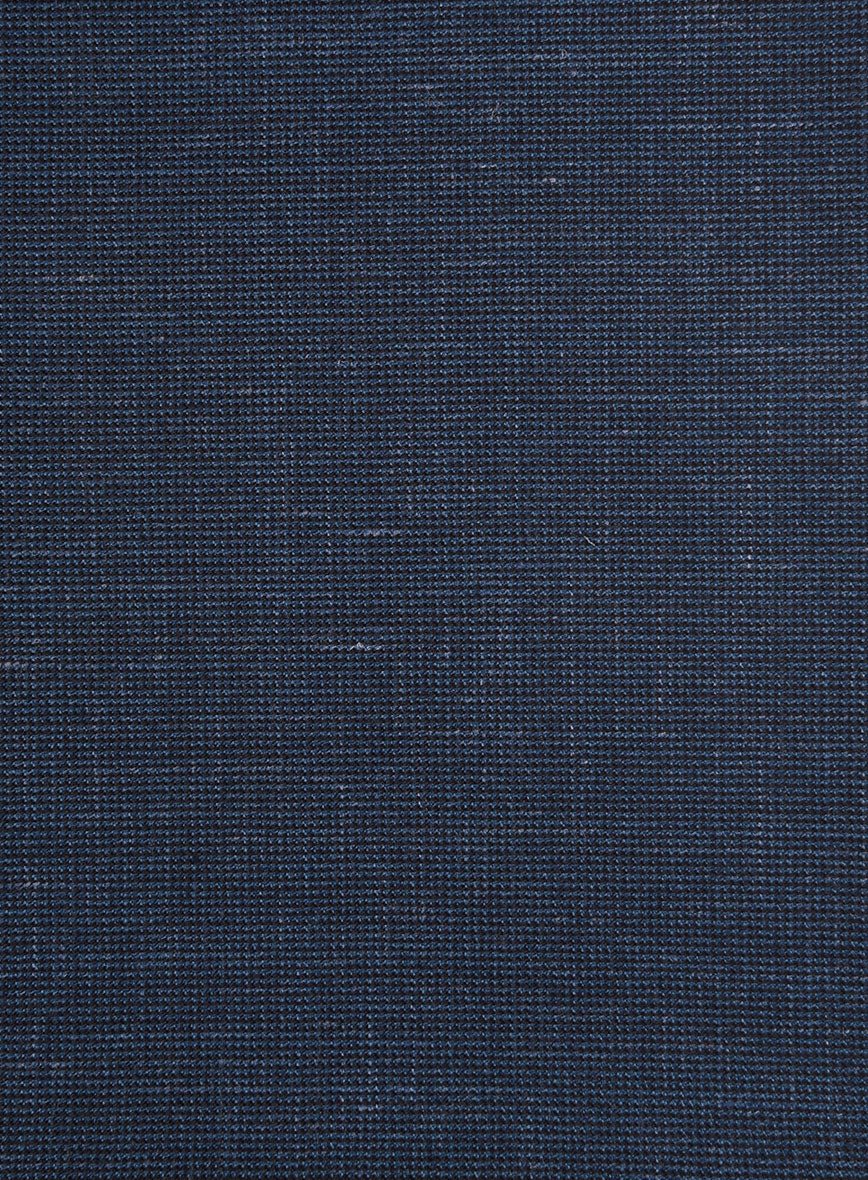 London Loom Dark Blue Nailhead Wool Silk Linen Pants - Image 3