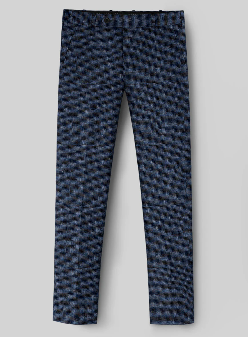 London Loom Dark Blue Nailhead Wool Silk Linen Suit - Image 6