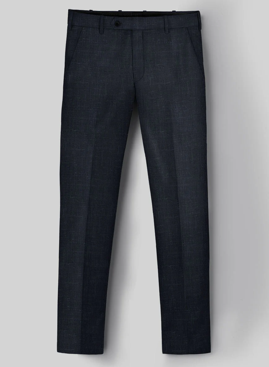 London Loom Dark Blue Twill Wool Silk Linen Suit - Image 6