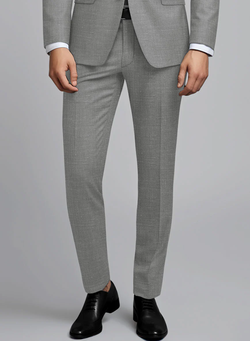 London Loom Gray Abelardo Wool Silk Linen Pants - Image 2