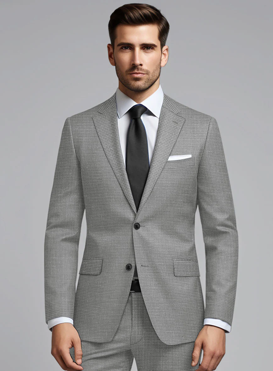 London Loom Gray Abelardo Wool Silk Linen Suit - Image 3
