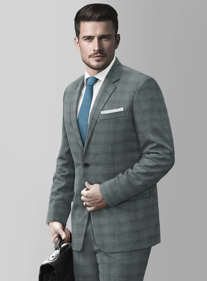 London Loom Gray Blue Bruna Wool Silk Linen Jacket - Image 2