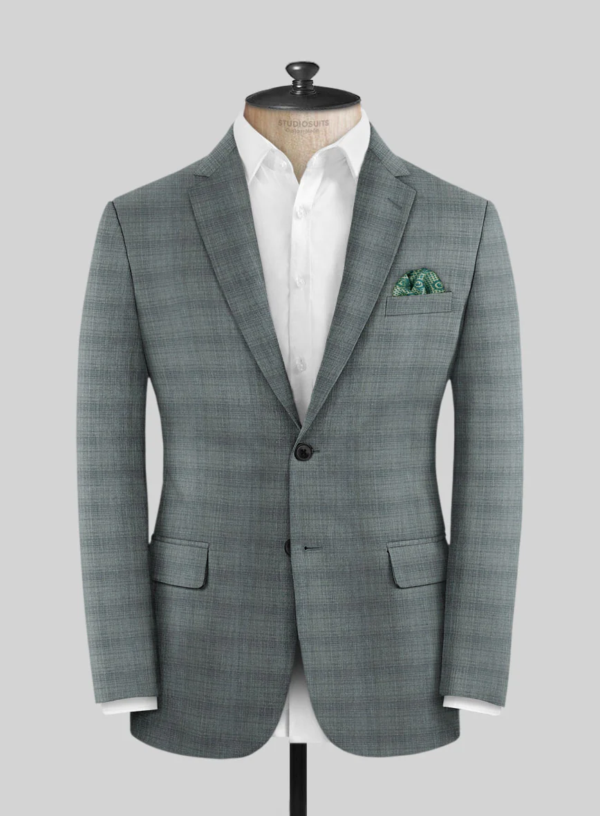 London Loom Gray Blue Bruna Wool Silk Linen Jacket - Image 3