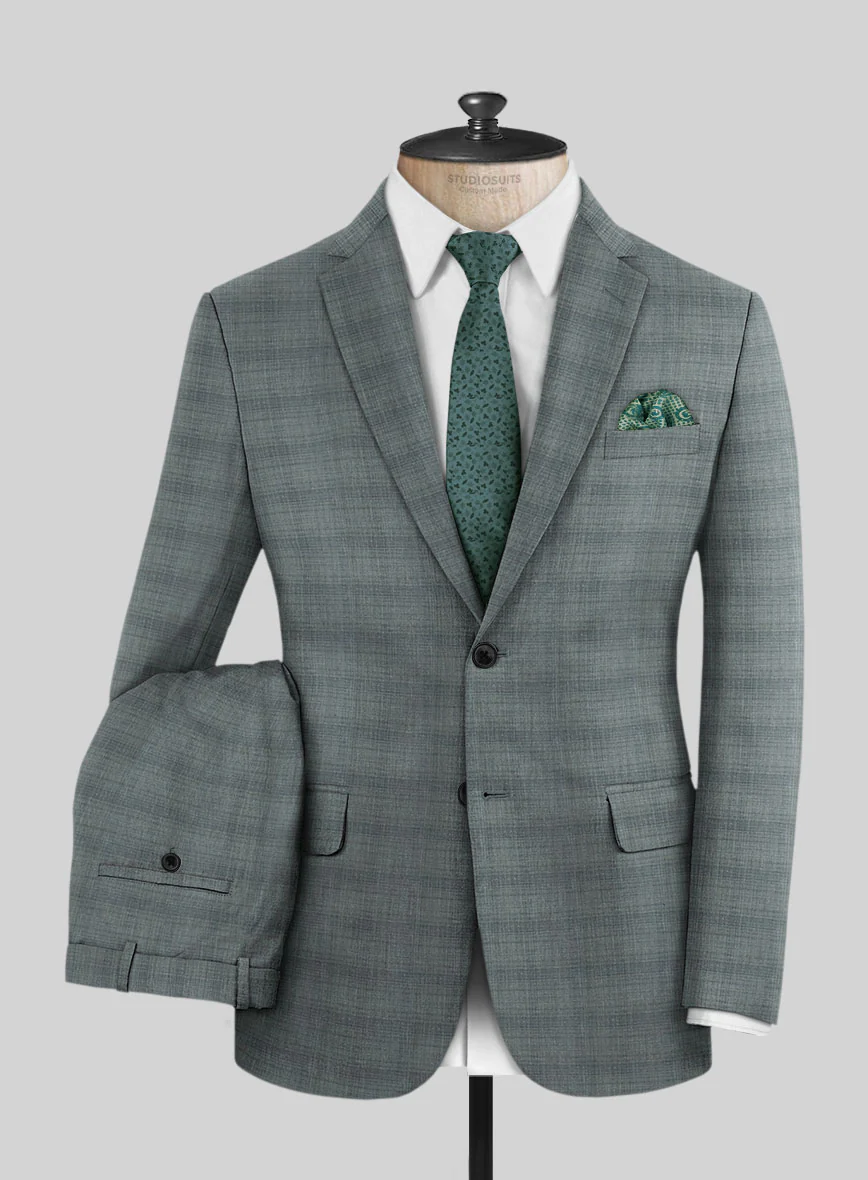 London Loom Gray Blue Bruna Wool Silk Linen Suit - Image 2