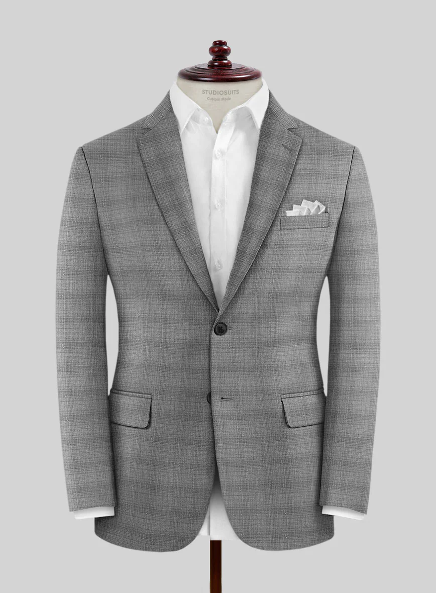 London Loom Gray Bruna Wool Silk Linen Jacket - Image 3