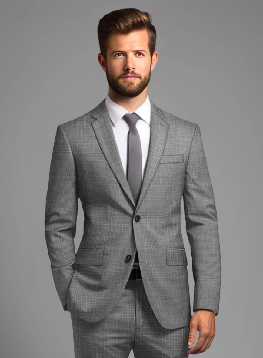 London Loom Gray Eufemia Wool Silk Linen Suit - Image 3