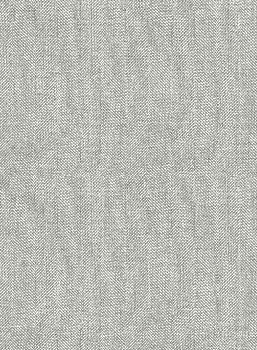 London Loom Gray Herringbone Wool Silk Linen Pants - Image 3