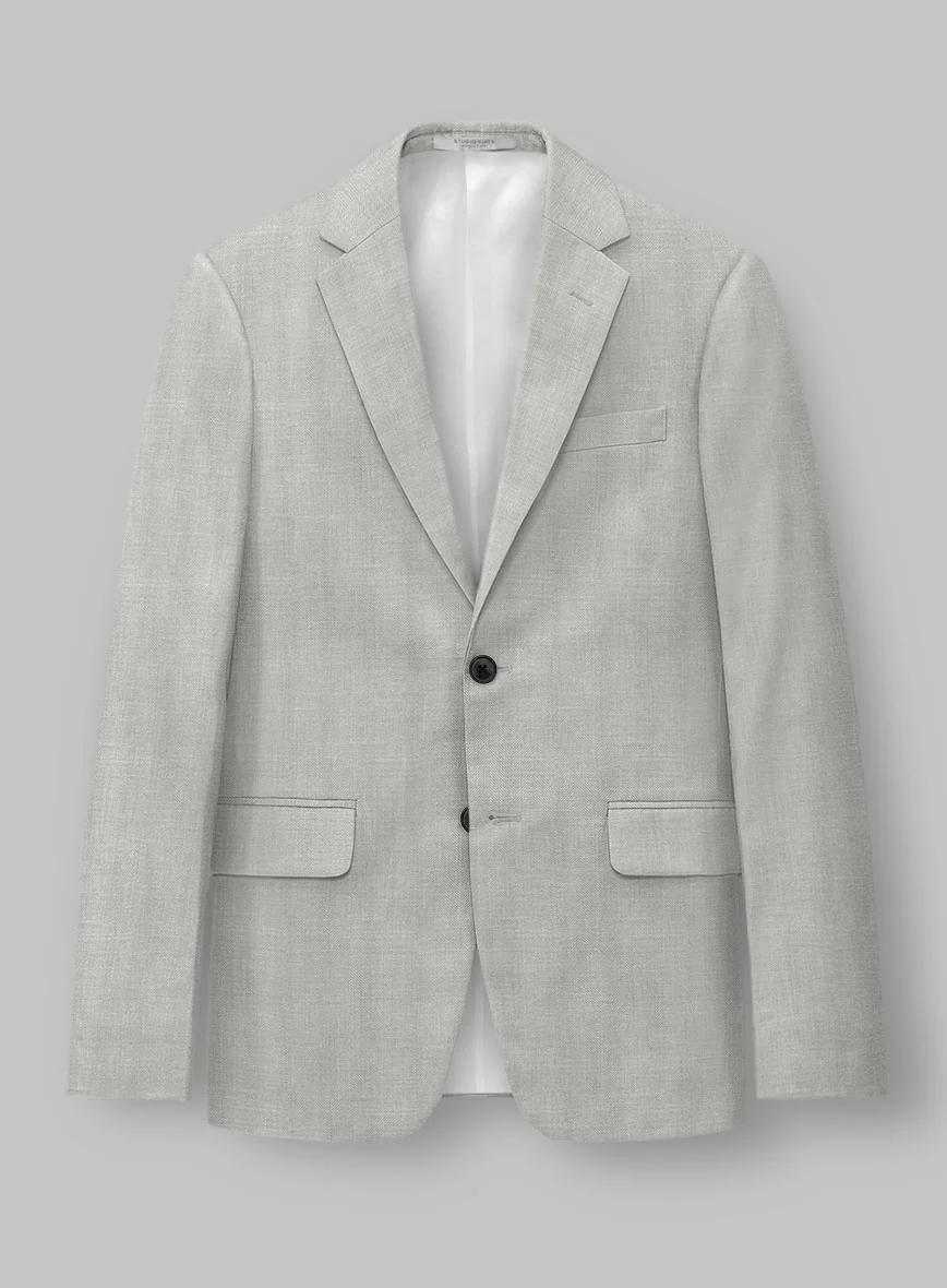 London Loom Gray Herringbone Wool Silk Linen Suit - Image 5