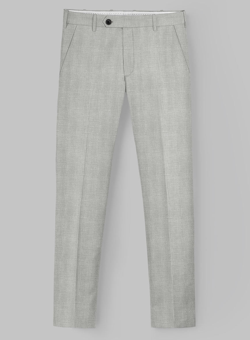 London Loom Gray Herringbone Wool Silk Linen Suit - Image 9