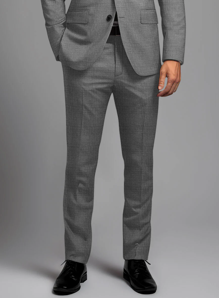 London Loom Gray Nailhead Wool Silk Linen Pants - Image 2