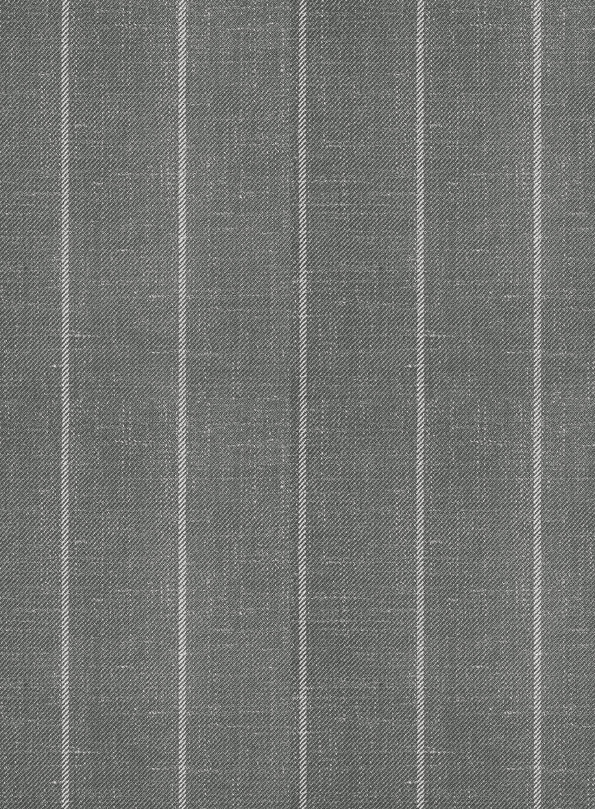 London Loom Gray Stripe Wool Silk Linen Jacket - Image 4