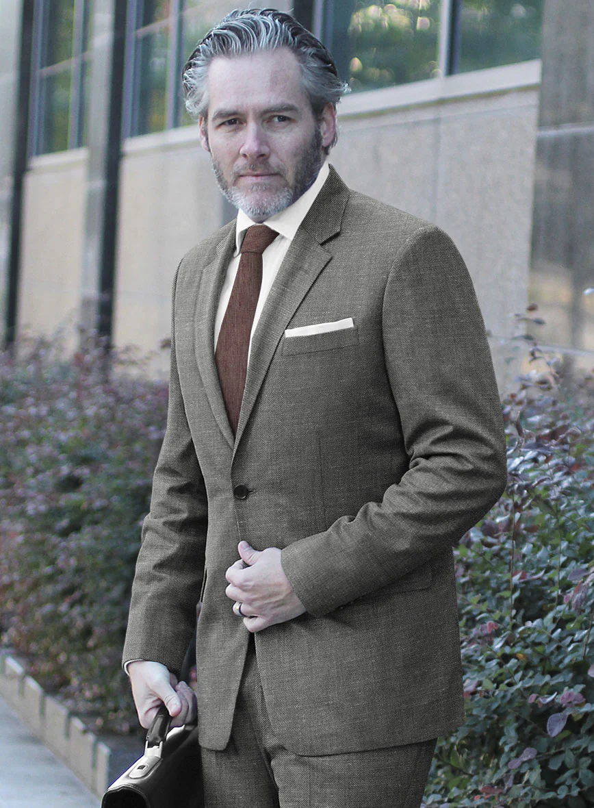 London Loom Gray Twill Wool Silk Linen Jacket - Image 2