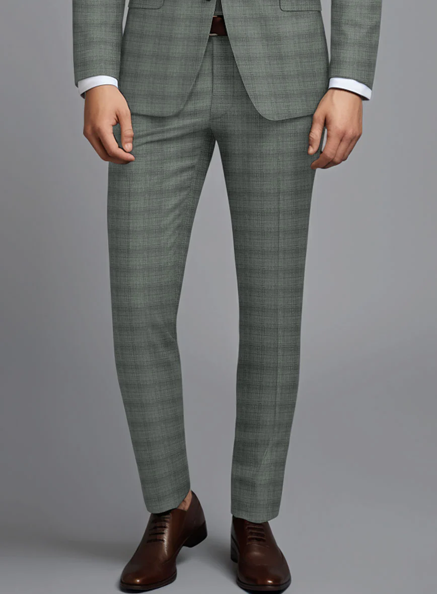London Loom Green Bruna Wool Silk Linen Pants - Image 2