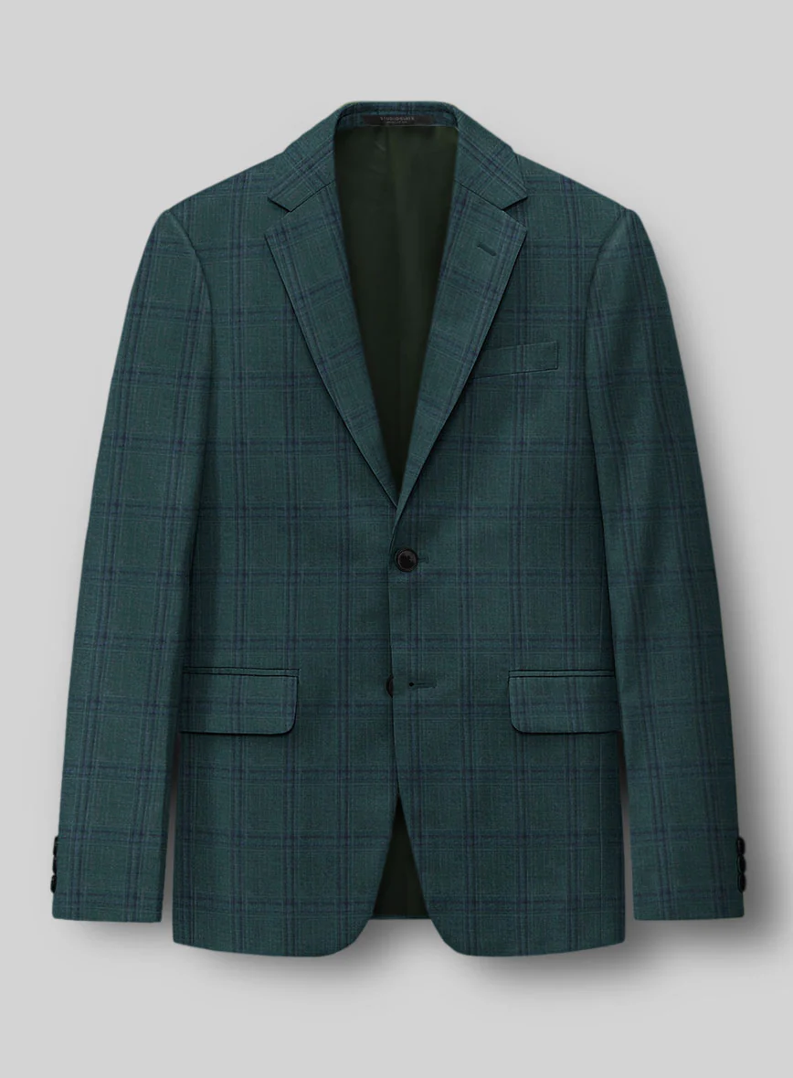 London Loom Green Check Wool Silk Linen Suit - Image 4