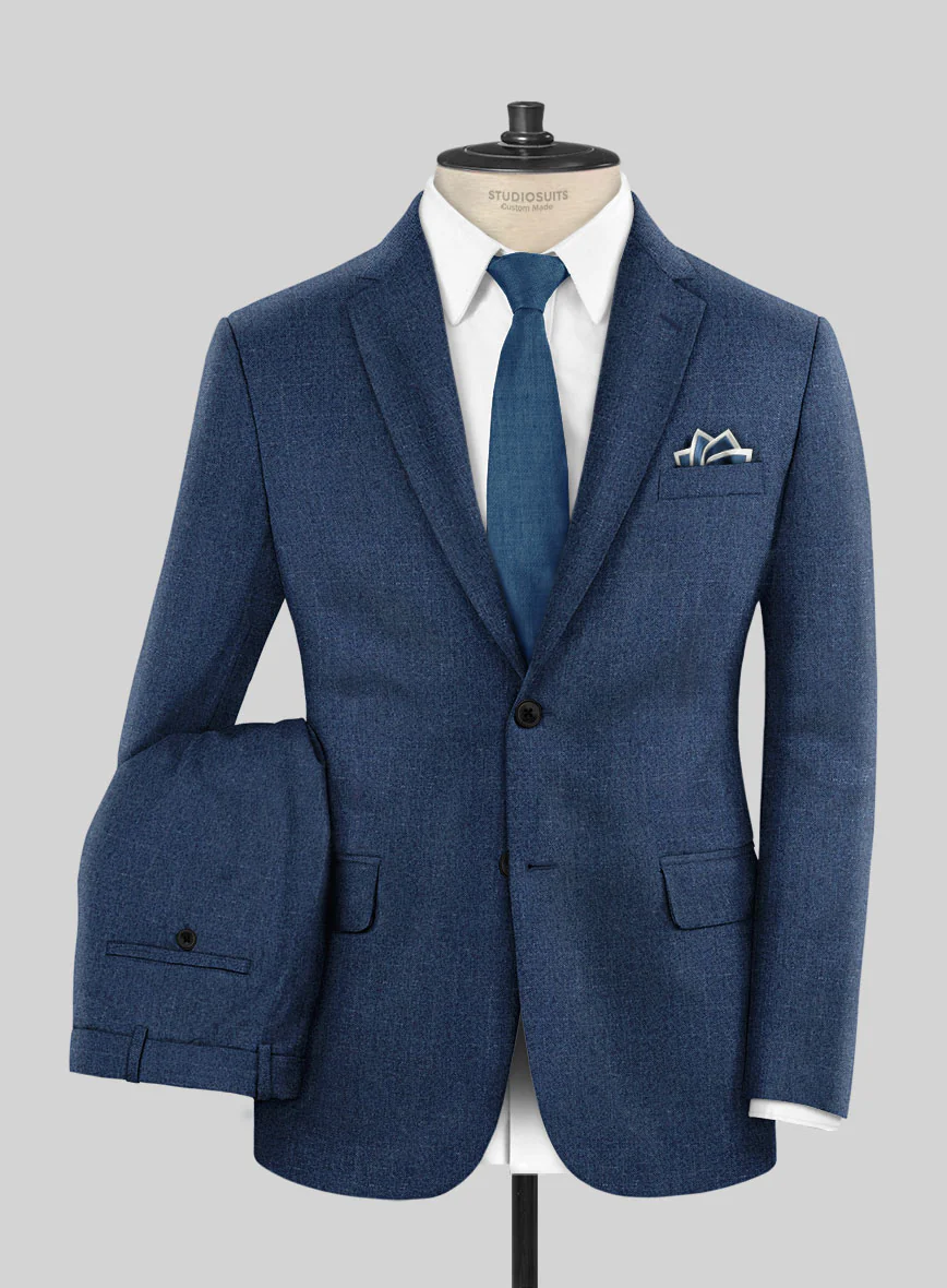London Loom Indigo Blue Eufemia Wool Silk Linen Suit - Image 2