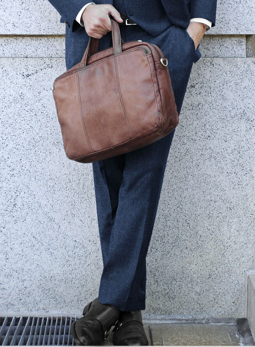 London Loom Indigo Blue Eufemia Wool Silk Linen Suit - Image 7