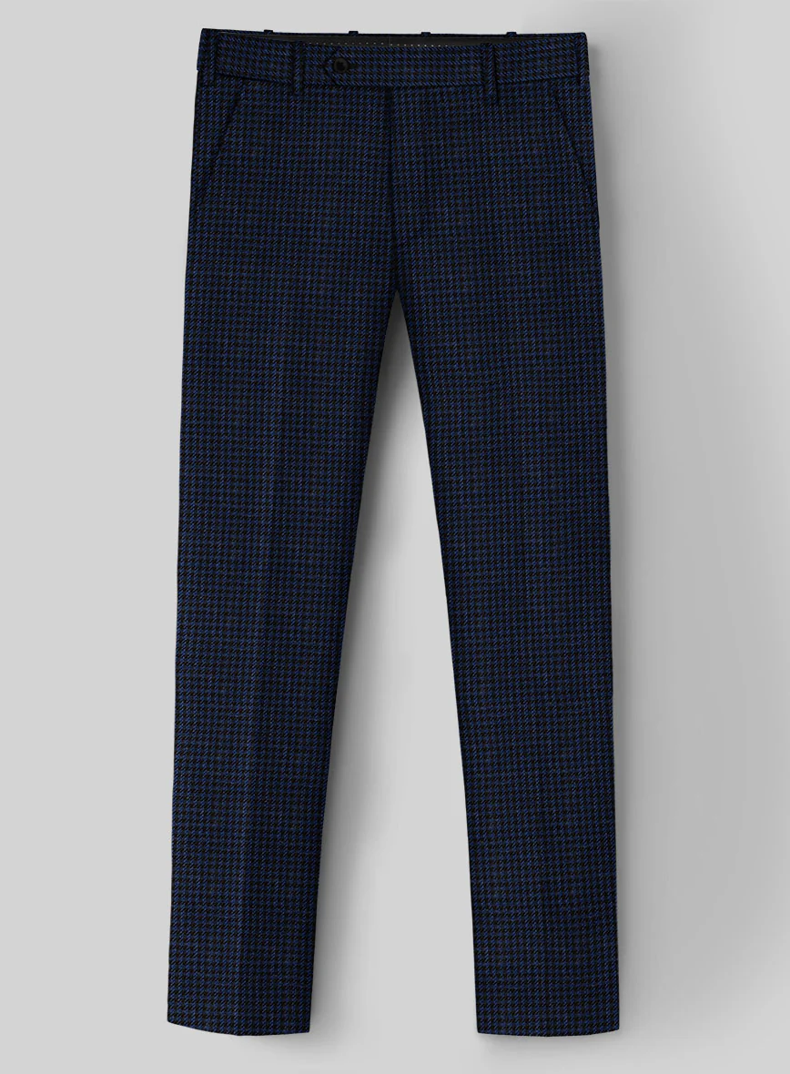 London Loom Marine Houndstooth Wool Silk Linen Pants - Image 2