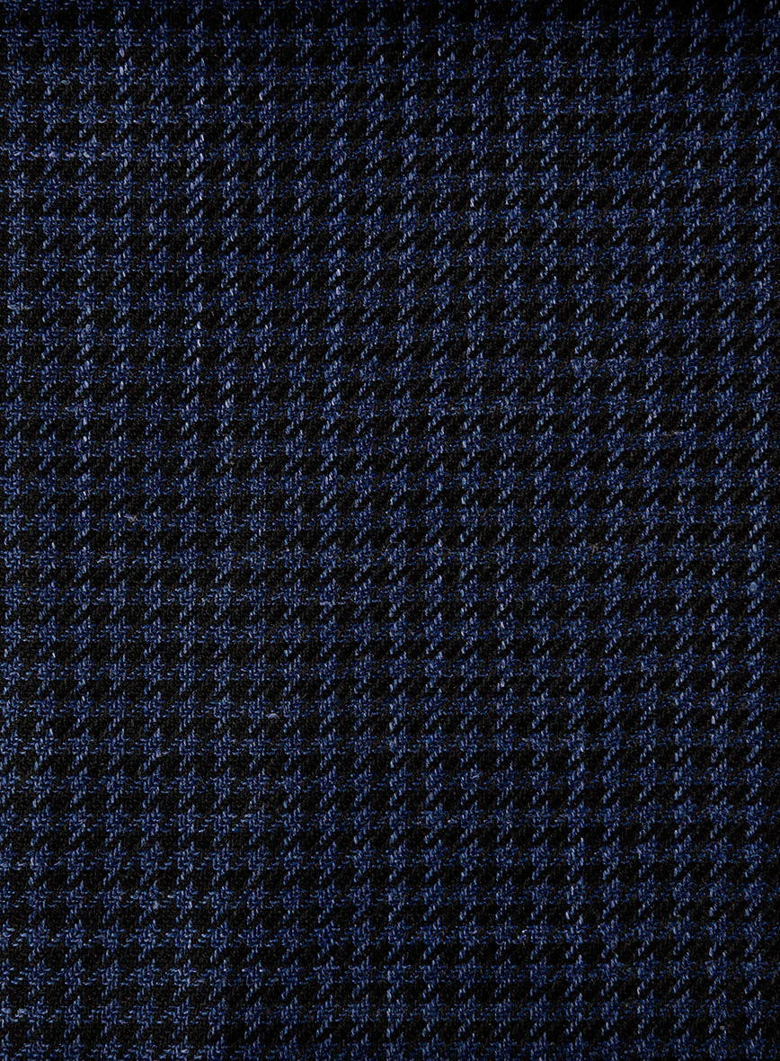 London Loom Marine Houndstooth Wool Silk Linen Jacket - Image 3