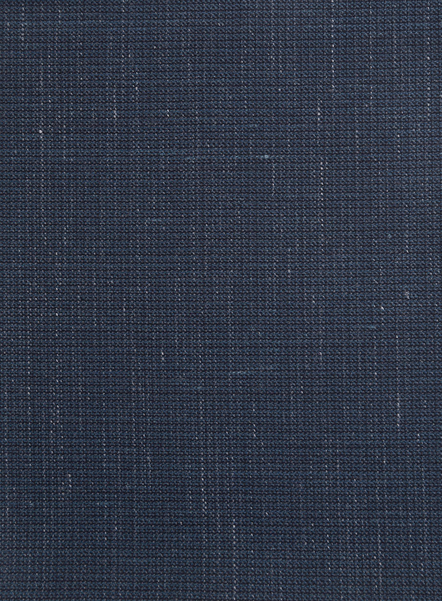 London Loom Navy Blue Abelardo Wool Silk Linen Jacket - Image 4