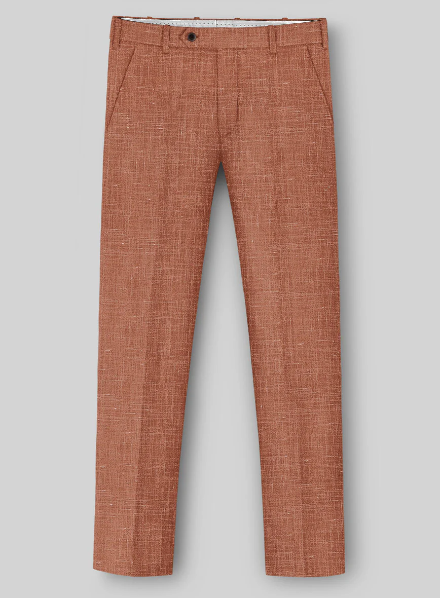 London Loom Orange Rust Travin Wool Linen Pants - Image 2