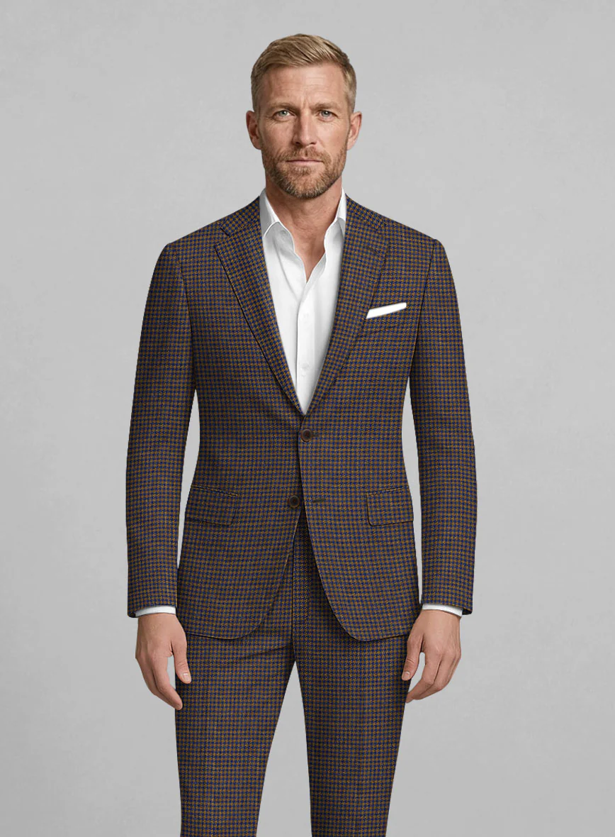 London Loom Oxford Navy Houndstooth Wool Silk Linen Jacket - Image 2