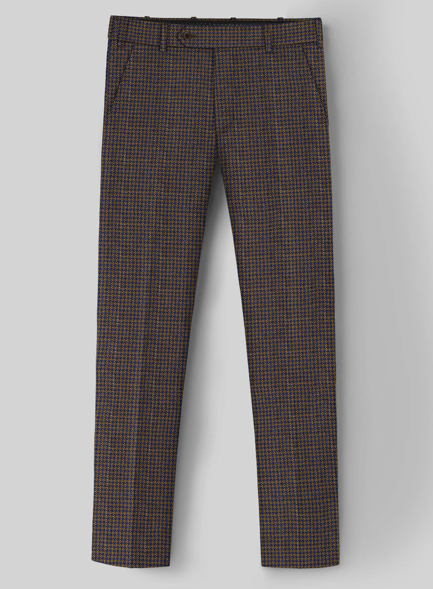 London Loom Oxford Navy Houndstooth Wool Silk Linen Pants - Image 2