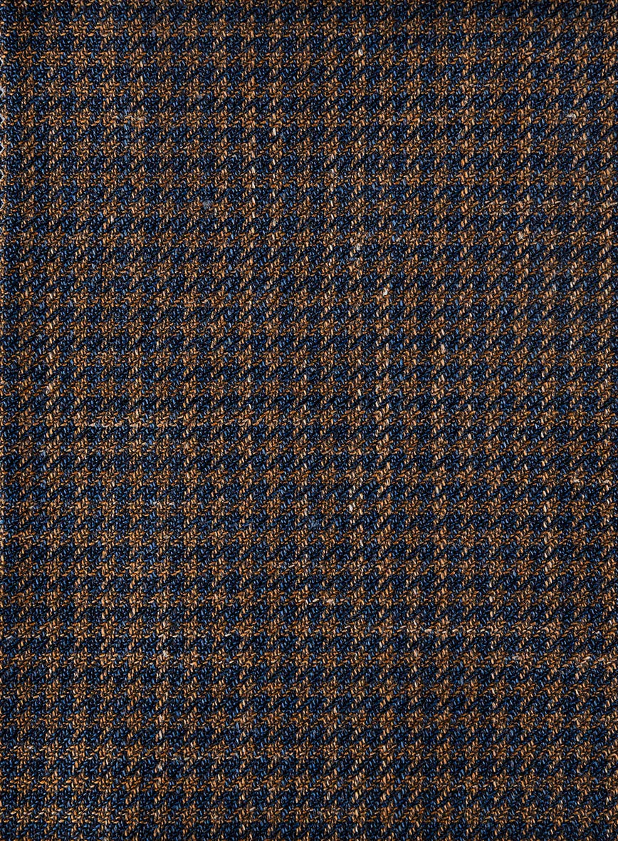London Loom Oxford Navy Houndstooth Wool Silk Linen Pants - Image 3