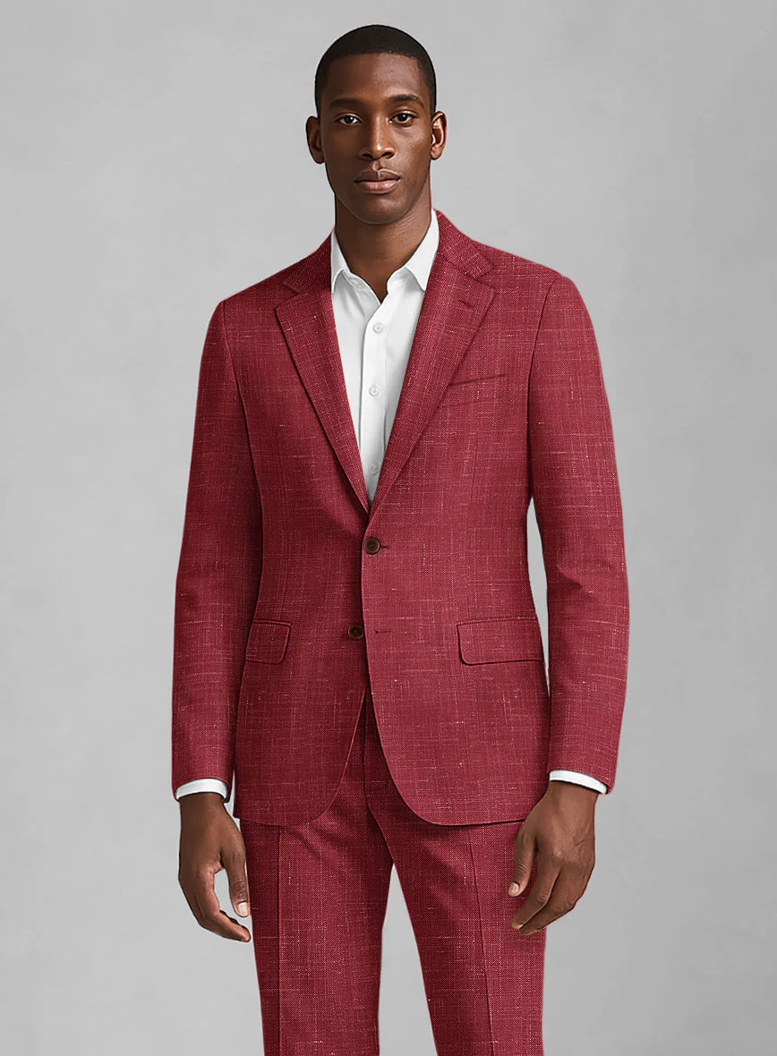 London Loom Red Enravo Wool Linen Jacket - Image 2