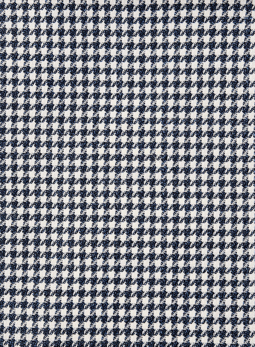 London Loom Steel Blue Houndstooth Wool Silk Linen Jacket - Image 3
