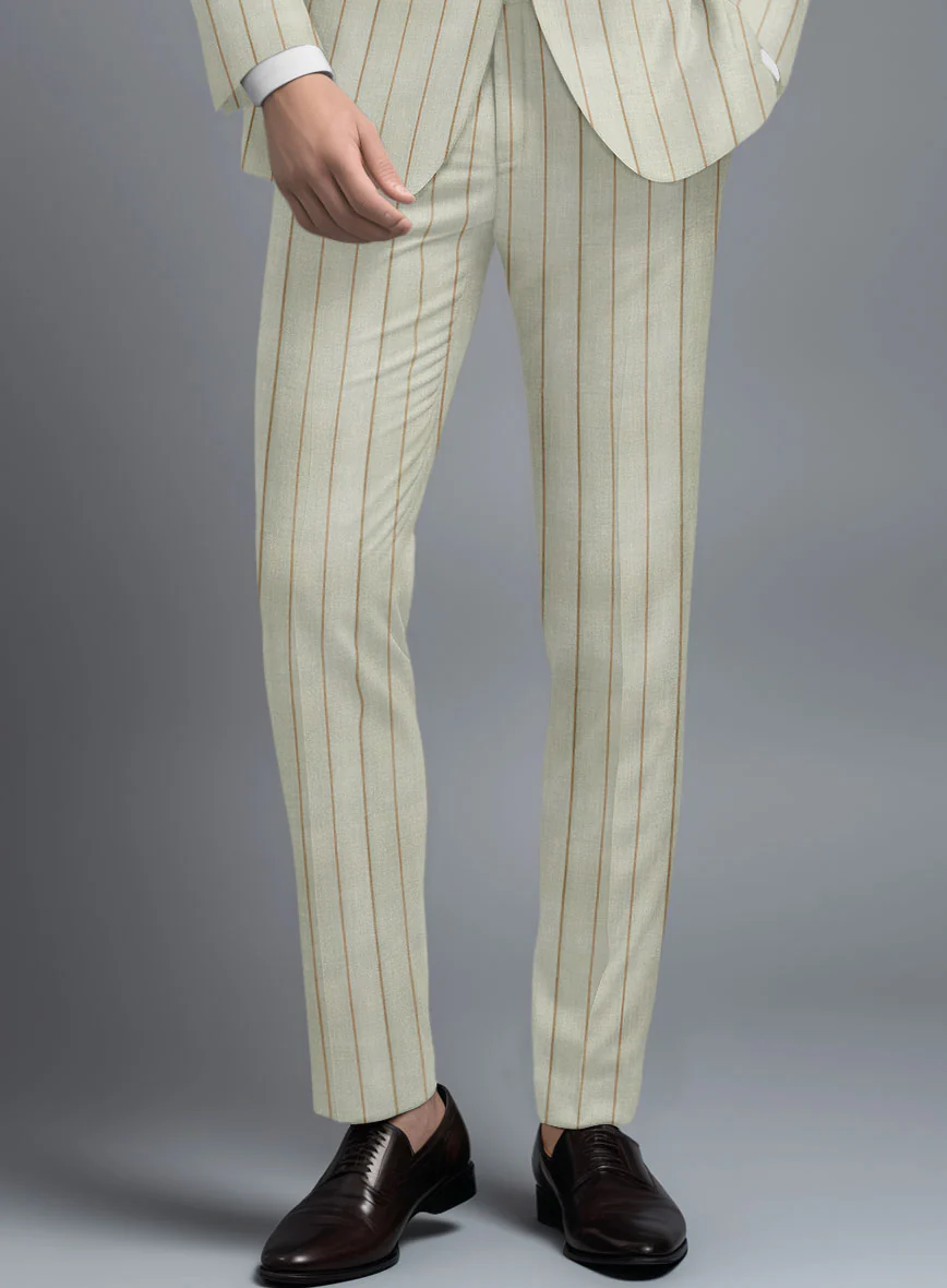 London Loom Stone Fawn Wool Silk Linen Suit - Image 7