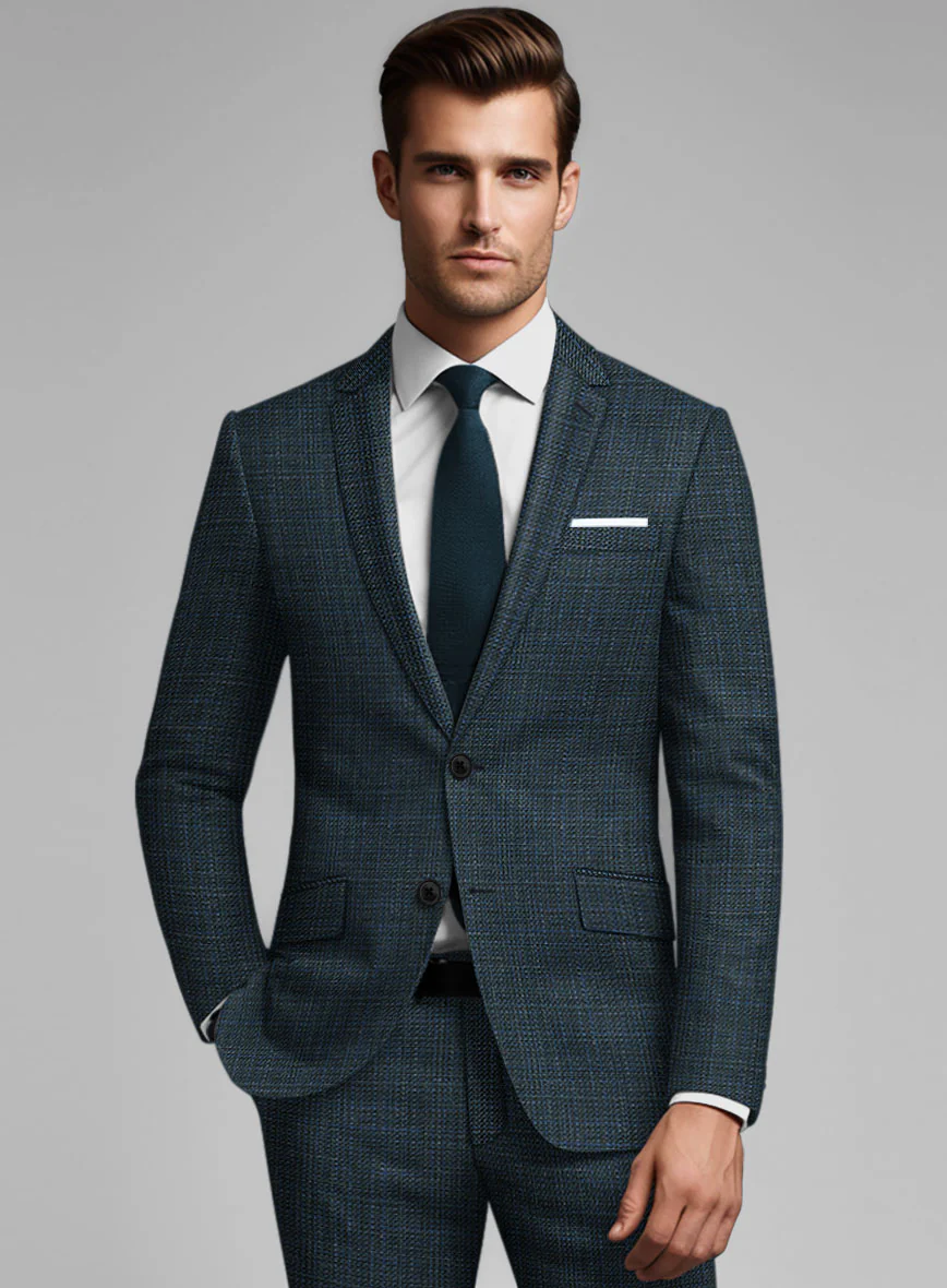 London Loom Teal Blue Ilaria Wool Silk Linen Jacket - Image 2