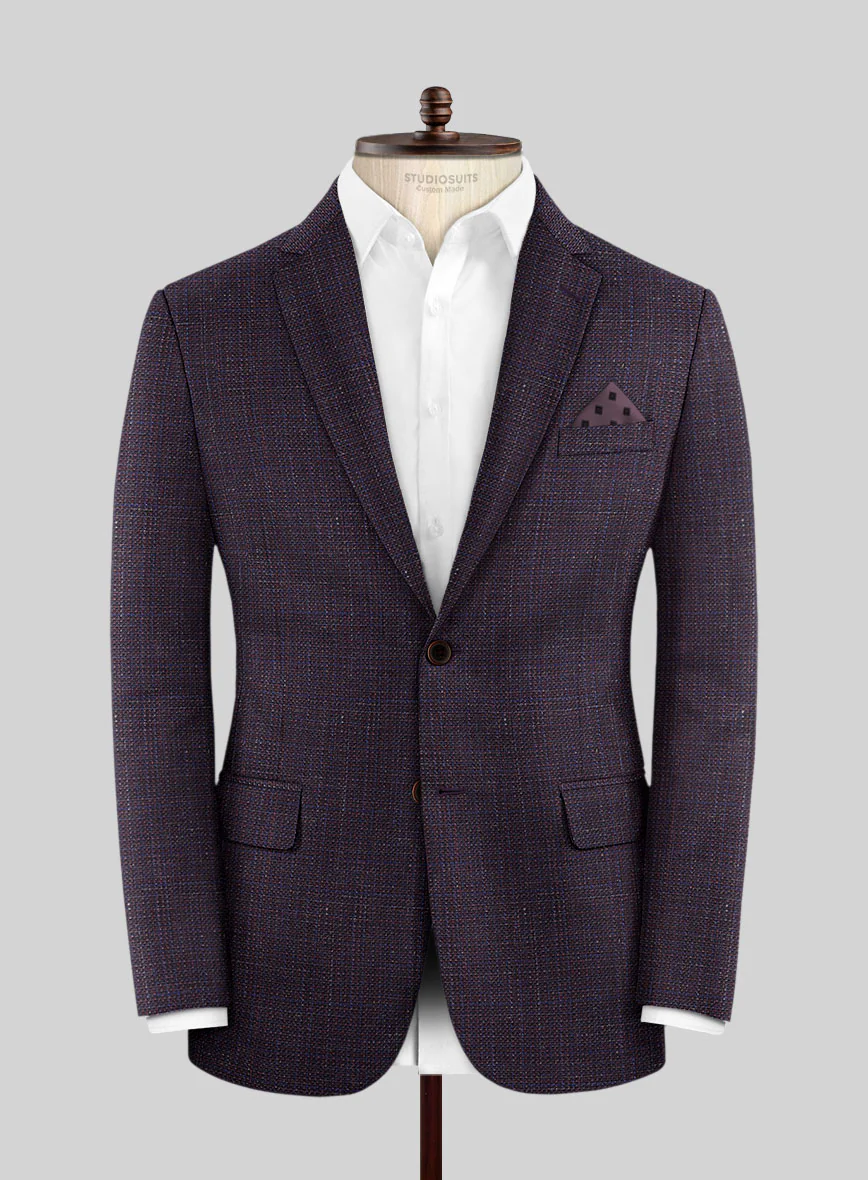 London Loom Wine Ilaria Wool Silk Linen Jacket - Image 3