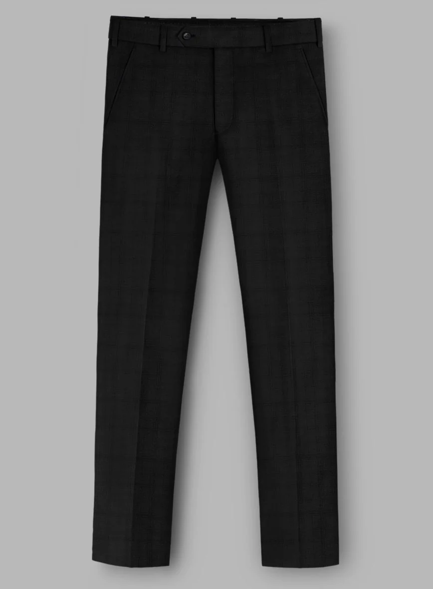 Loro Piana Zelander Black Self Check Wool Pants - Image 2
