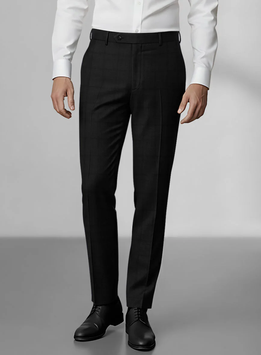 Loro Piana Zelander Black Self Check Wool Suit - Image 6