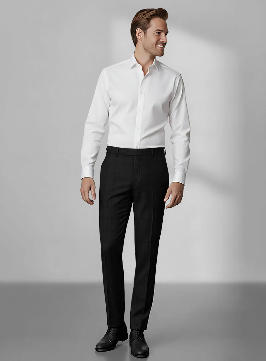 Loro Piana Zelander Black Self Check Wool Suit - Image 7