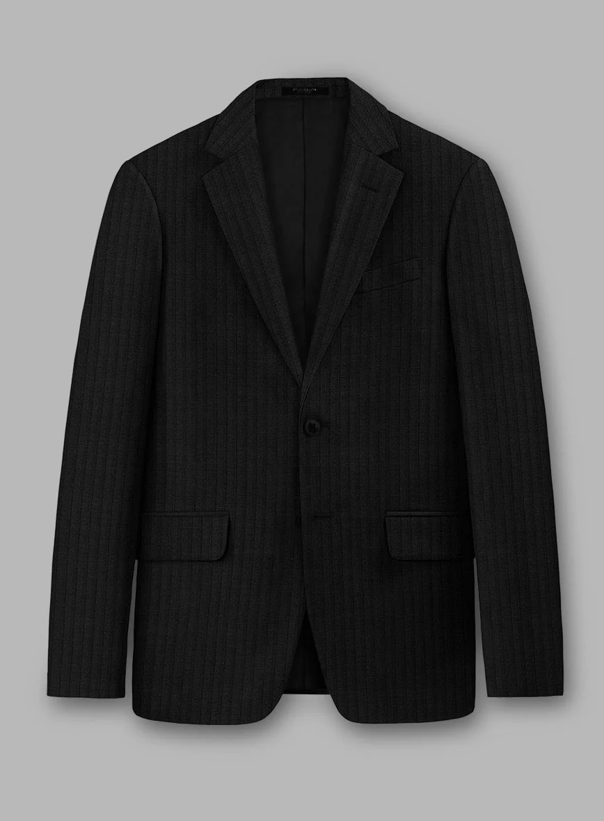 Loro Piana Zelander Black Self Stripe Wool Suit - Image 2