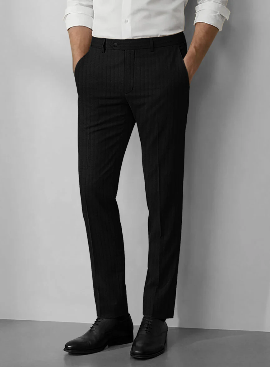 Loro Piana Zelander Black Self Stripe Wool Suit - Image 5