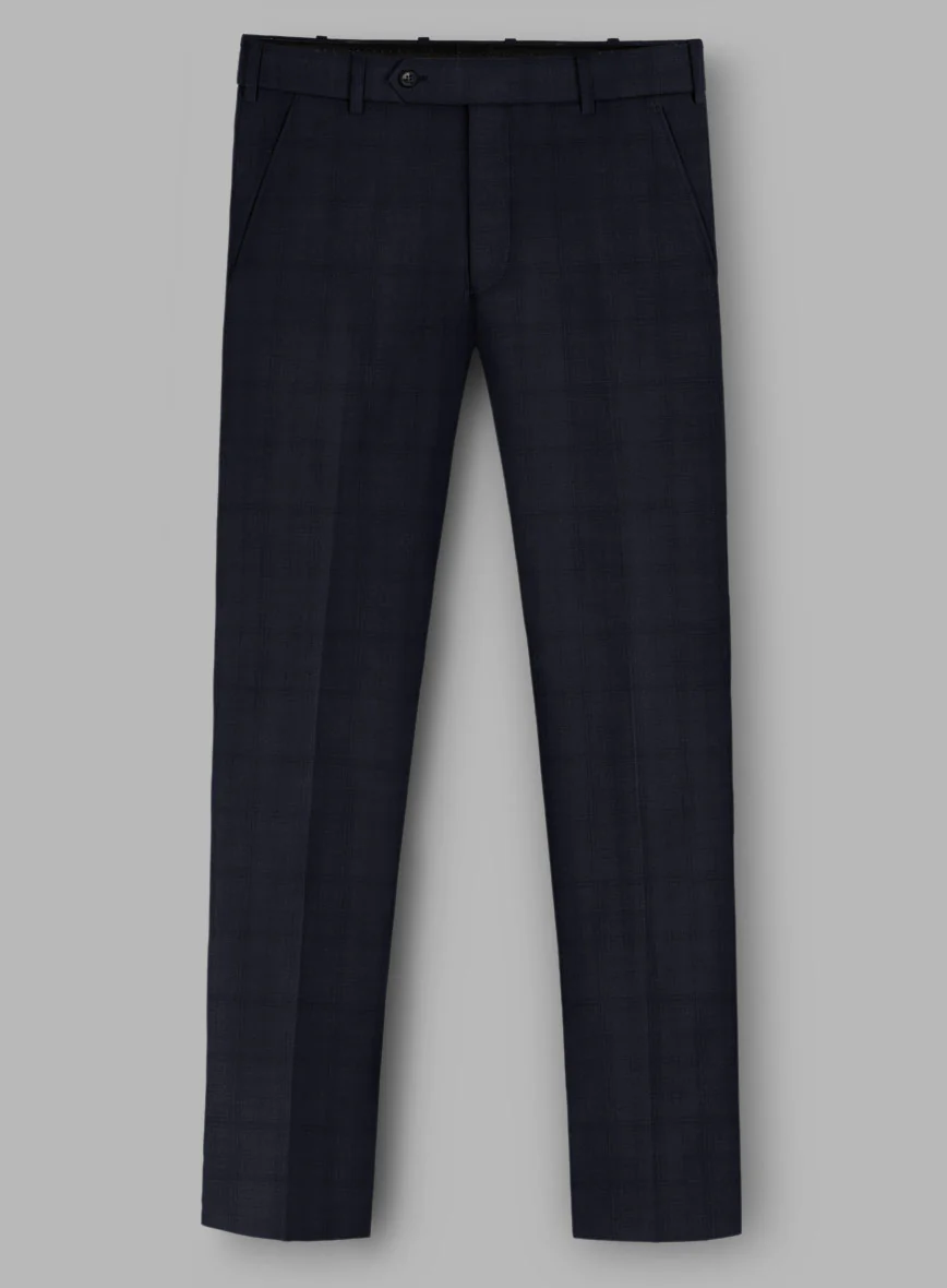 Loro Piana Zelander Blue Self Check Wool Pants - Image 2