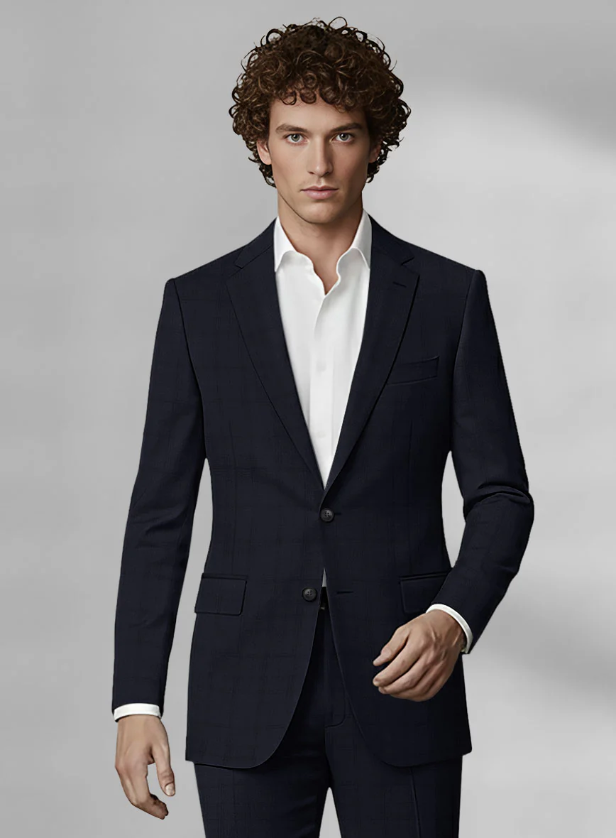 Loro Piana Zelander Blue Self Check Wool Suit - Image 4