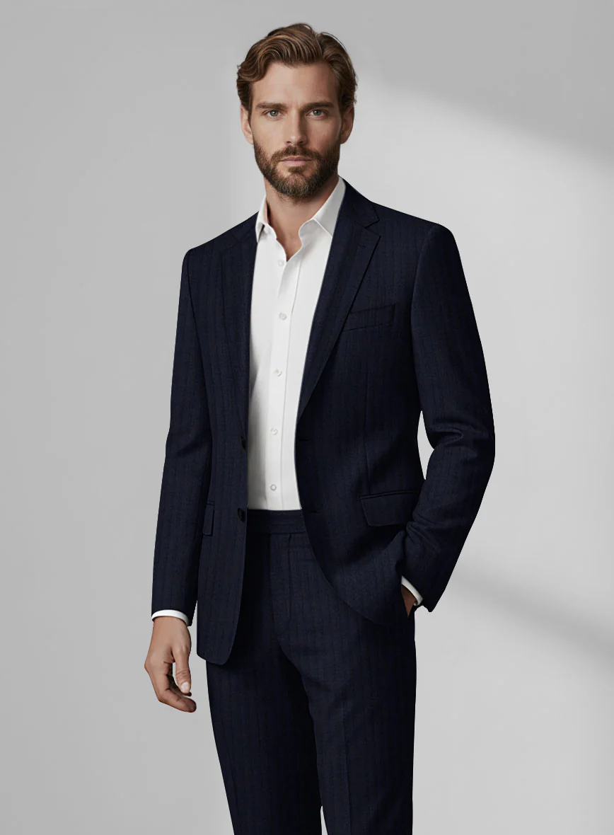Loro Piana Zelander Blue Self Stripe Wool Jacket - Image 2