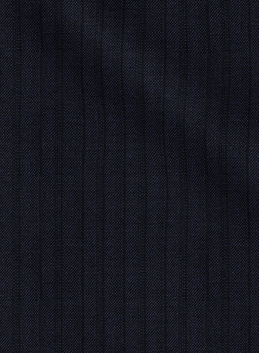 Loro Piana Zelander Blue Self Stripe Wool Pants - Image 4