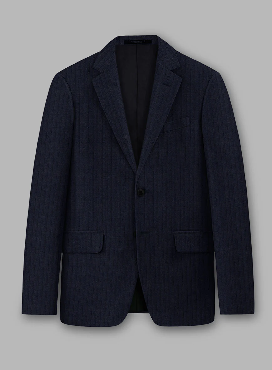 Loro Piana Zelander Blue Self Stripe Wool Suit - Image 2