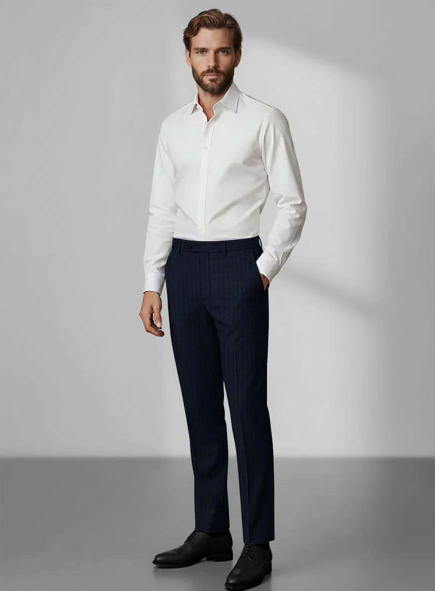 Loro Piana Zelander Blue Self Stripe Wool Suit - Image 6