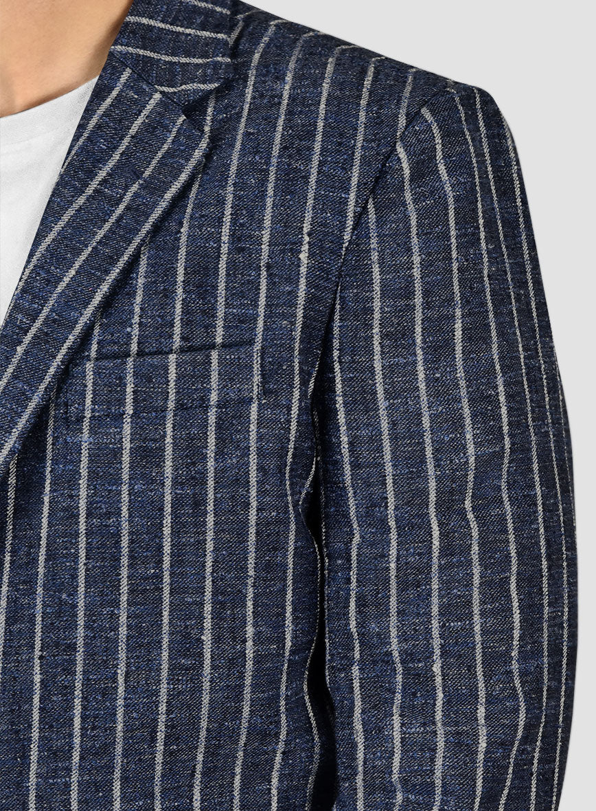 Maestro Volis Stripe Linen Wool Silk Jacket - Image 5