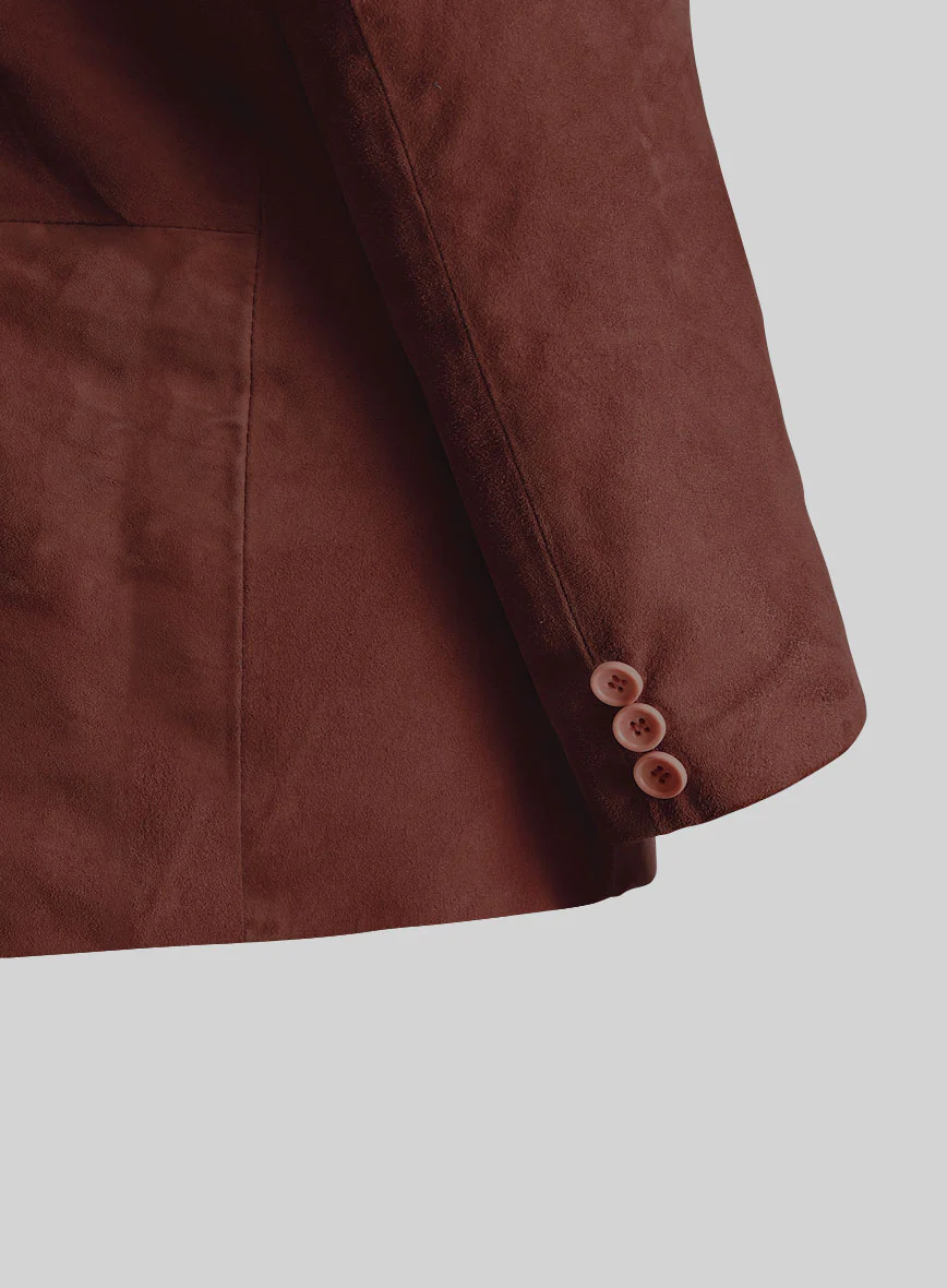 Mahogany Brown Suede Leather Blazer - Image 5