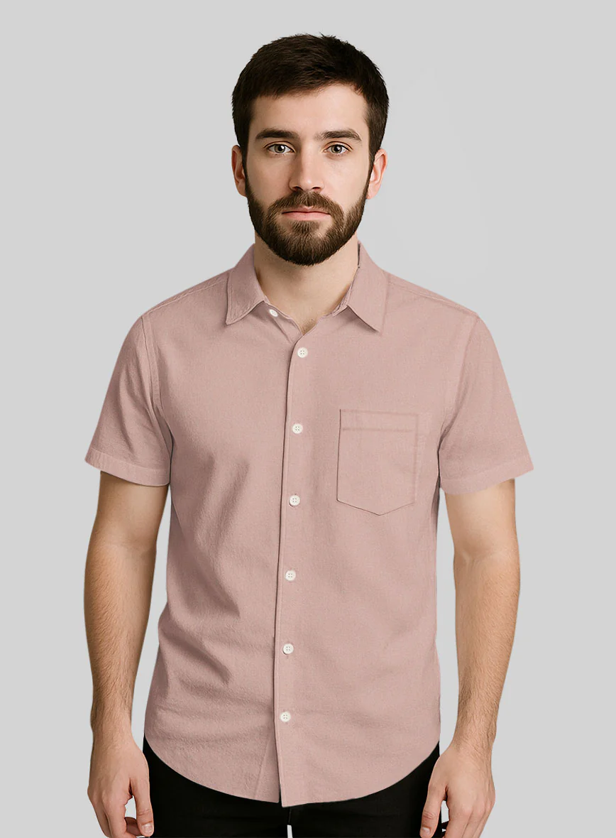 Man Pink Stretch Poplene Shirt - Image 2
