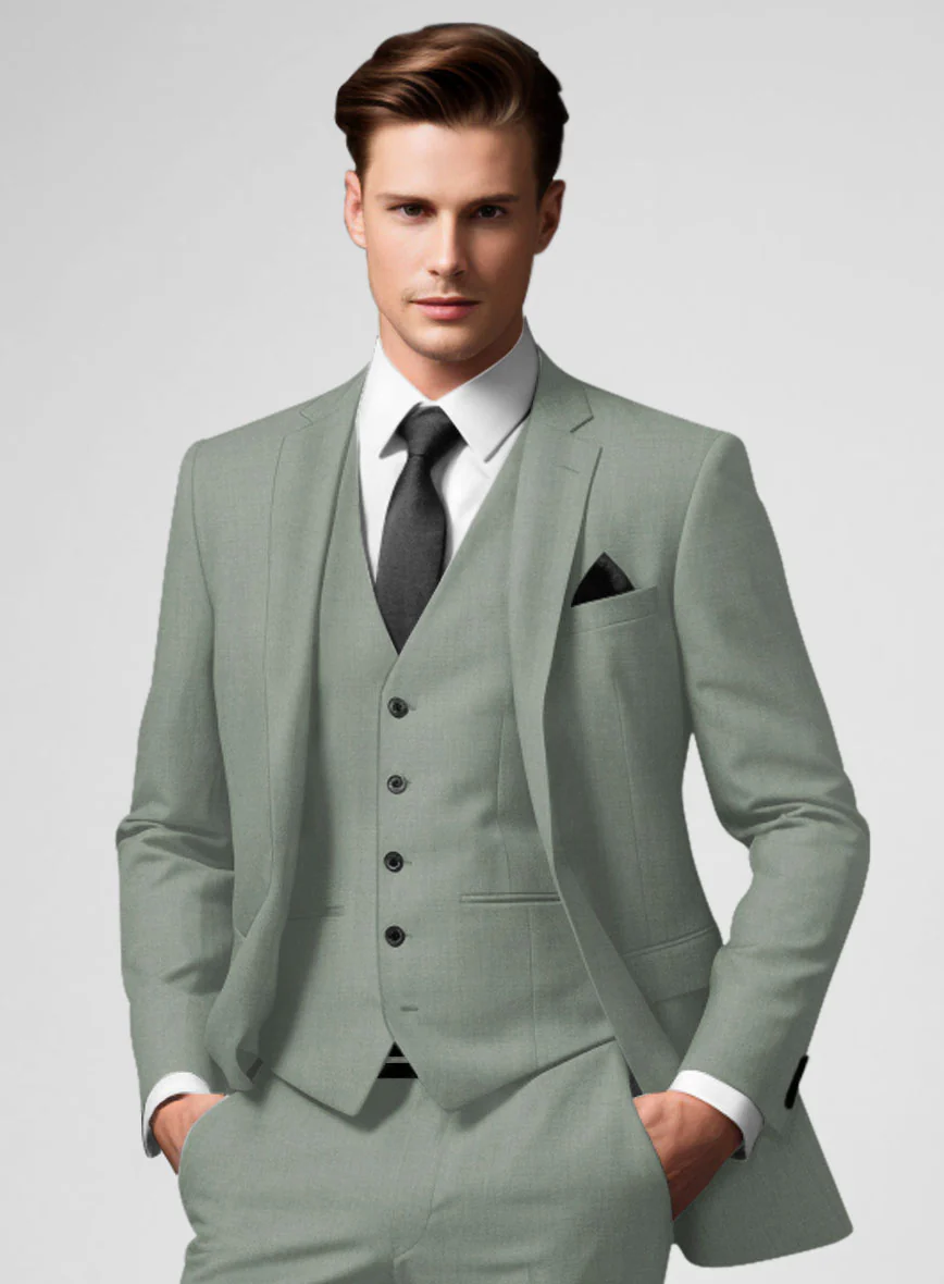 Marco Stretch Cadet Green Wool Suit - Image 4