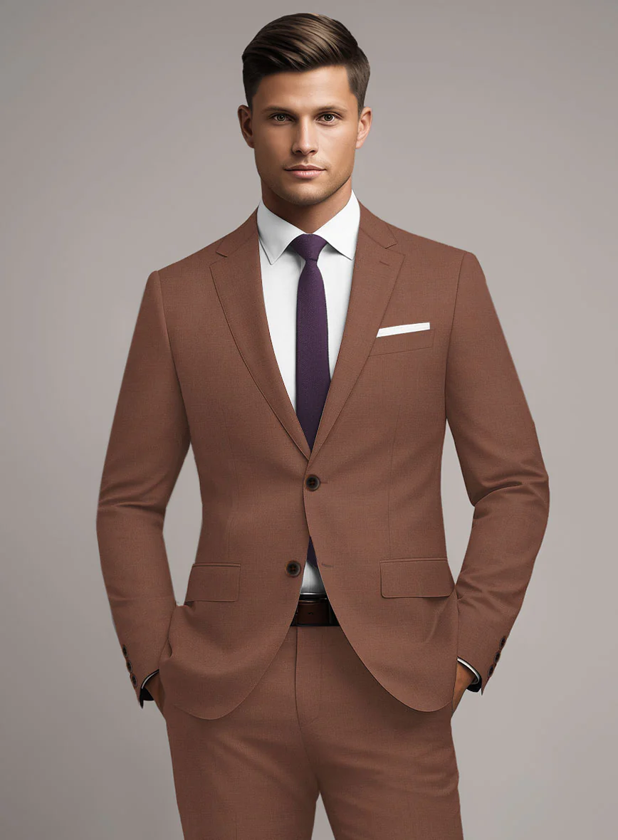 Marco Stretch Chestnut Wool Suit - Image 4