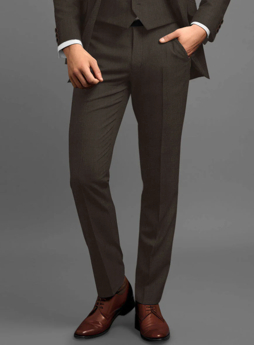 Marco Stretch Coffee Brown Wool Pants - Image 2